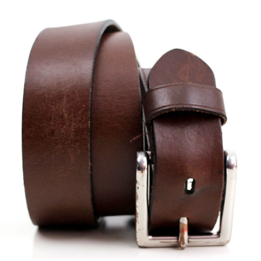 India BROWN GENUINE LEATHER 1.5"Wd CASUAL DRESS MEN'S BELT Sz 50-52 (I16